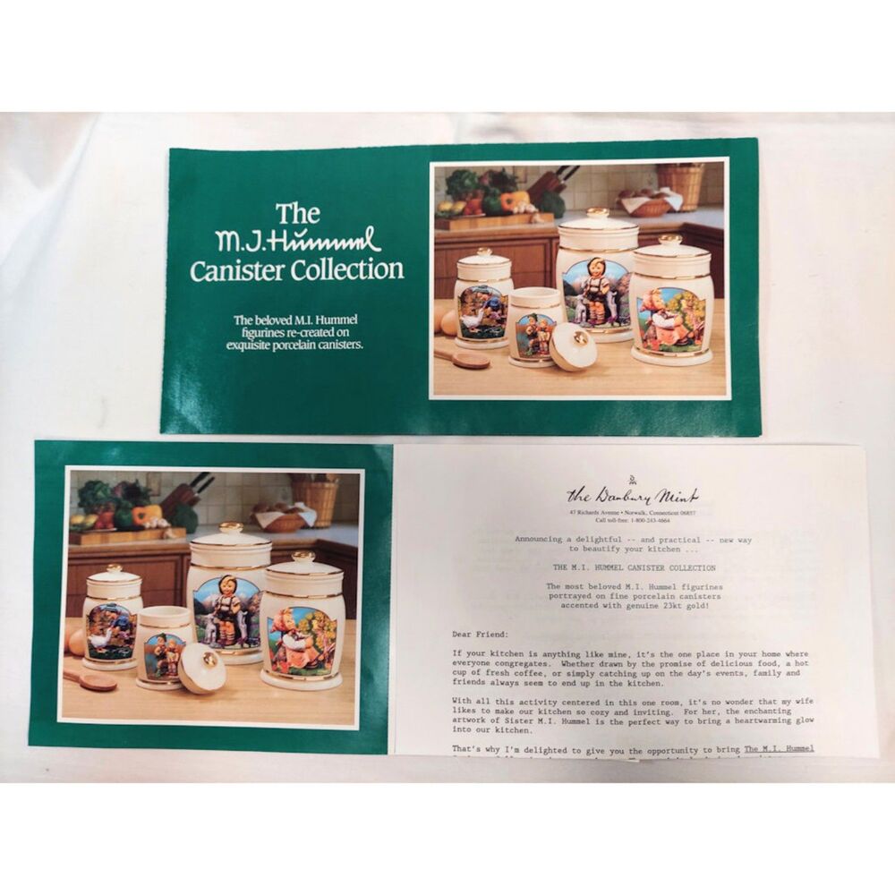 Brochure Set for Hummel Canister Collection Danbury Mint 3 pieces pamphlets